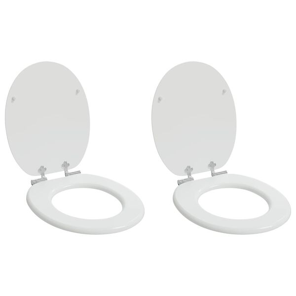 vidaXL Toiletbril met soft-closedeksel 2 st MDF wit
