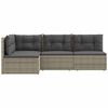vidaXL 4-delige Loungeset met kussens poly rattan grijs