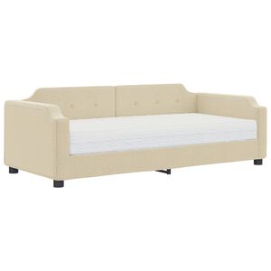 vidaXL Slaapbank met matras 80x200 cm stof cr&egrave;mekleurig