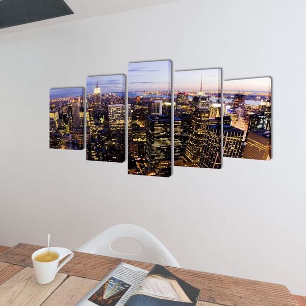Canvas muurdruk set Horizon New York skyline 200 x 100 cm