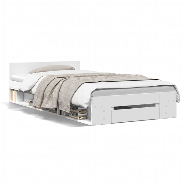 vidaXL Bedframe met lade bewerkt hout wit 90x190 cm