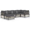 vidaXL 6-delige Loungeset met kussens poly rattan antracietkleurig