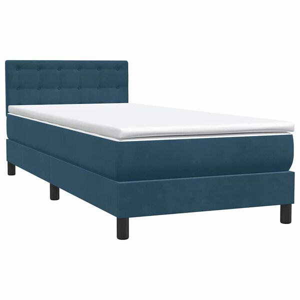 vidaXL Boxspring met matras fluweel donkerblauw 80x220 cm