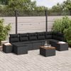 vidaXL Tuinbankenset met kussen met opslag 8 pcs Zwart Polyrattan