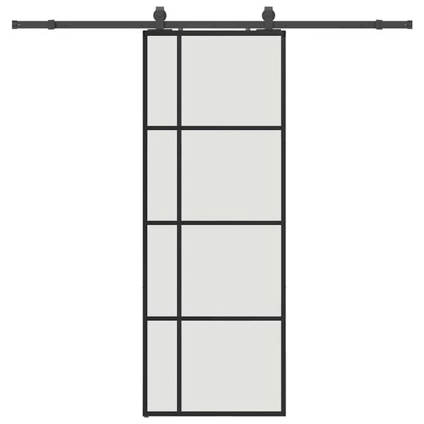 vidaXL Schuifdeur met beslagset 76x205 cm ESG glas zwart