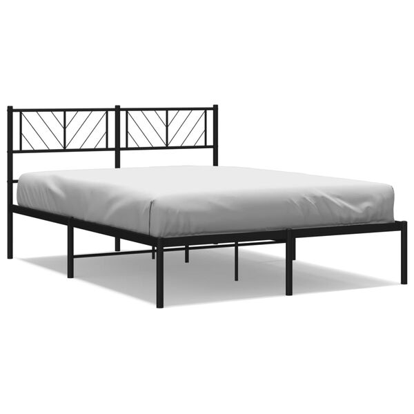 vidaXL Bedframe met hoofdbord metaal zwart 120x190 cm