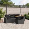 vidaXL 5-delige Loungeset met kussens poly rattan zwart