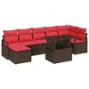 vidaXL Tuin Sofa Set met kussen 8 pcs Bruin en Rood poly rattan