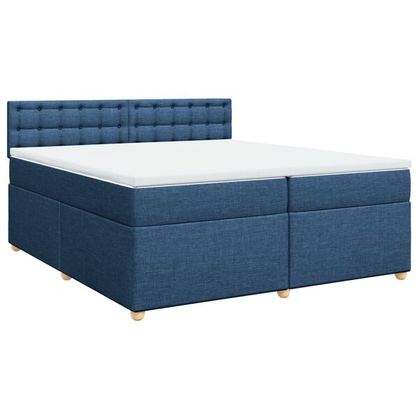 vidaXL Boxspring met matras stof blauw 200x200 cm