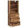 vidaXL Hoge kast met lade Oud Hout 69,5 x 32,5 x 180 cm Bewerkt hout