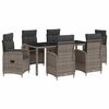 vidaXL Buiten eettafelset 7 st Licht Grijs en Donker Grijs poly rattan