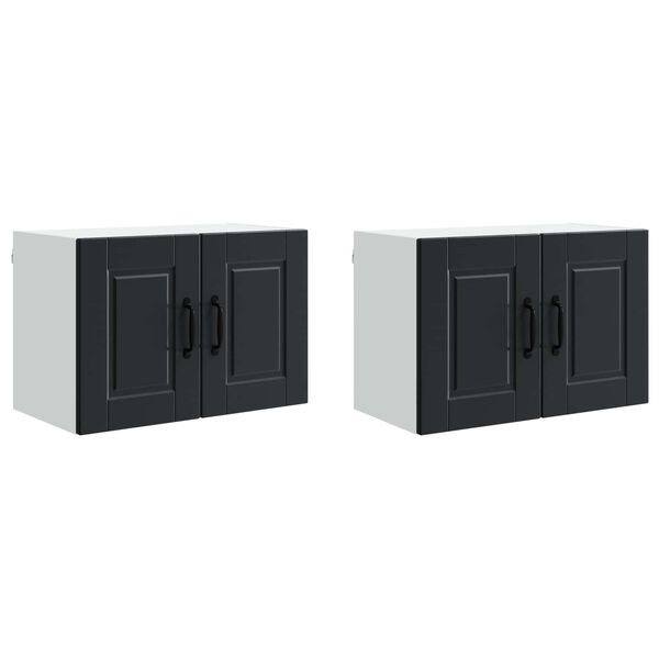vidaXL Keukenkast met plank 2 pcs Zwart 60 x 31 x 40 cm Bewerkt hout