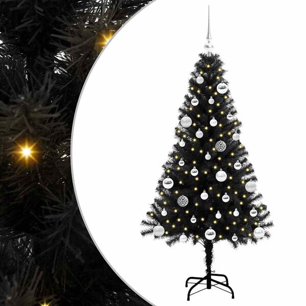 vidaXL Kerstboom met 150 LED met standaard Zwart 150 cm PVC