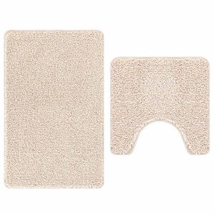 vidaXL Antislip Badmat Set 2 pcs Cr&egrave;me PP