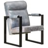 vidaXL Fauteuil 60x75x90 cm echt geitenleer grijs