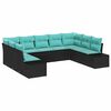 vidaXL Tuinbankenset 9 st 8-Aantal zitplaatsen Zwart en Turquoise