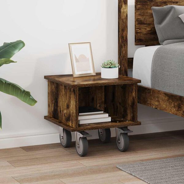 vidaXL TV-standaard Gerookt eiken 37 x 35 x 35 cm Bewerkt hout