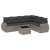 vidaXL 7-delige Loungeset met kussens poly rattan grijs