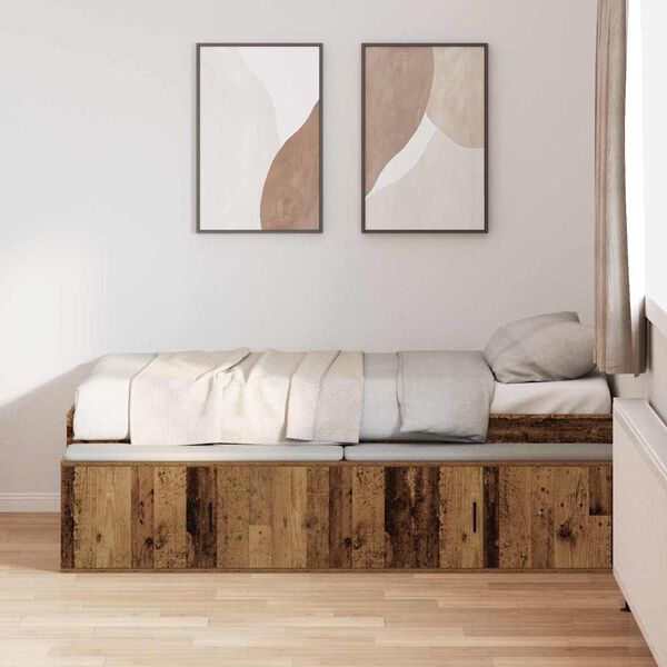 vidaXL Bedframe met lade met opslag Oud Hout 90 x 190 cm Bewerkt hout