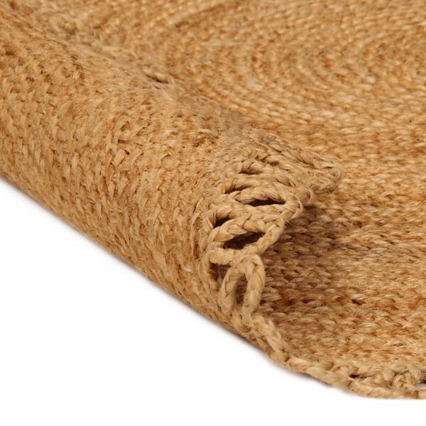 vidaXL Vloerkleed golfrand gevlochten rond 120 cm jute