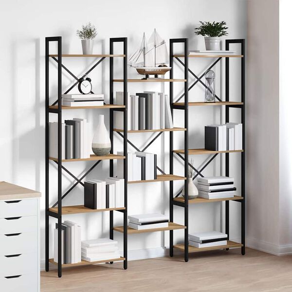 vidaXL Boekenkast Artisan Eiken 156 x 25 x 167 cm Bewerkt hout