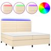 vidaXL Boxspring met matras en LED stof cr&egrave;mekleurig 200x200 cm
