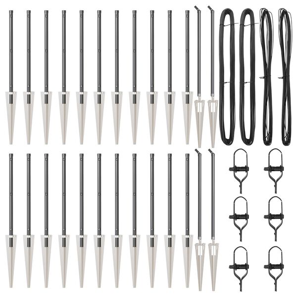 vidaXL Hek Post Anders 26 pcs Grijs 3,2 x 3,2 x 60 cm Staal