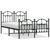 vidaXL Bedframe met hoofd- en voeteneinde metaal zwart 120x190 cm