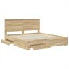 vidaXL Bedframe met hoofdeinde Sonoma Eiken 180 x 200 cm Bewerkt hout