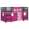vidaXL Kinderhoogslaper met gordijnen 80x200 cm grenenhout roze