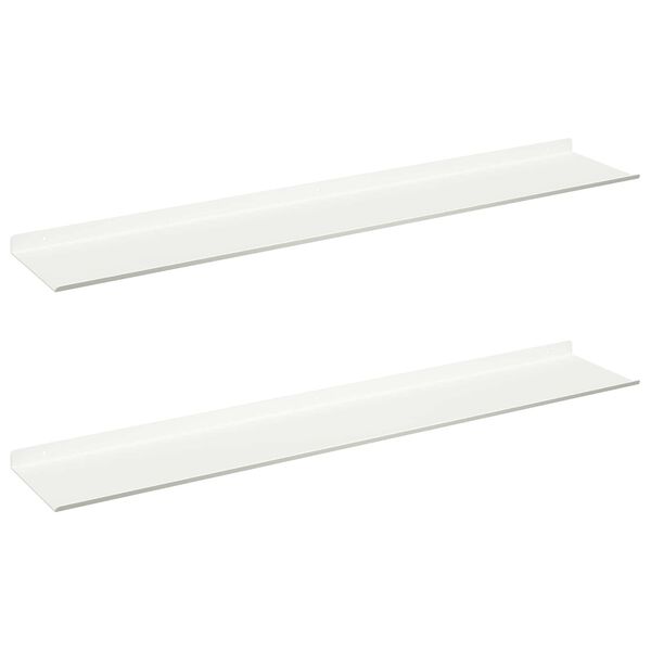 vidaXL Drijvende plank 2 pcs Wit 100 x 18 x 2,5 cm Staal