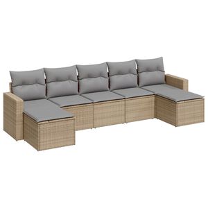 vidaXL 7-delige Loungeset met kussens poly rattan beige