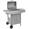 vidaXL Gasbarbecue 4+1 kookzone zilver