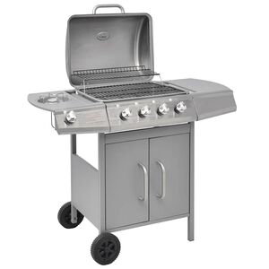 vidaXL Gasbarbecue 4+1 kookzone zilver