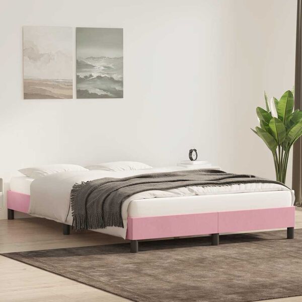 vidaXL Bedframe zonder matras 160x210 cm fluweel roze