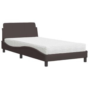 vidaXL Bed met matras "Dover" stof donkerbruin 100x200 cm