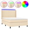 vidaXL Boxspring met matras en LED stof cr&egrave;mekleurig 140x200 cm