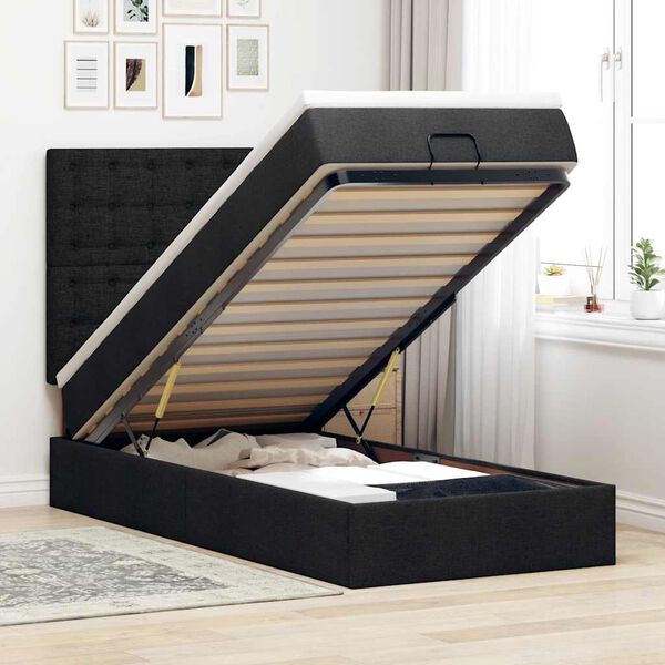 vidaXL Ottoman bed met matras 80x200cm stof zwart