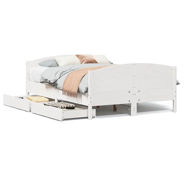 vidaXL Bedframe zonder matras massief grenenhout wit 135x190 cm