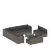 vidaXL 12-delige Loungeset met kussens poly rattan grijs