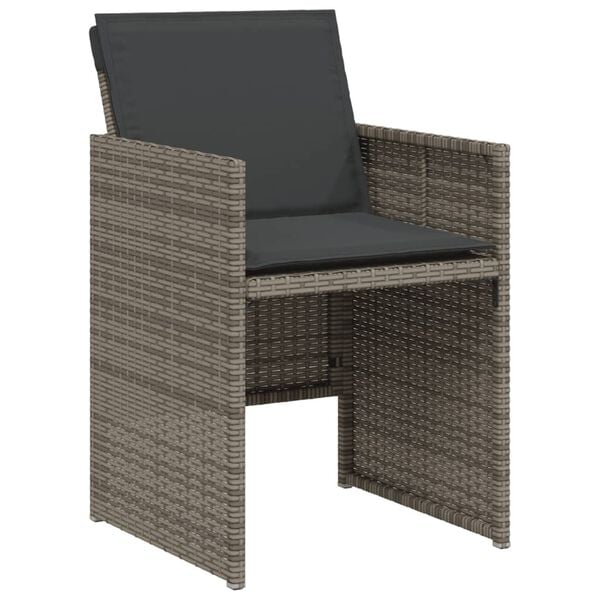 vidaXL 3-delige Bistroset met kussens poly rattan grijs