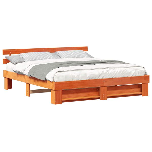 vidaXL Bedframe met hoofdeinde Bruin 180 x 200 cm Massief grenenhout