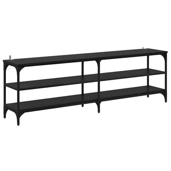 vidaXL TV-kast Zwart Eiken 160 x 30 x 50 cm Gemonteerd hout en ijzer