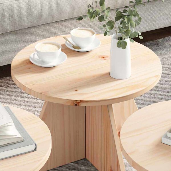 vidaXL Salontafel 3 pcs Naturel