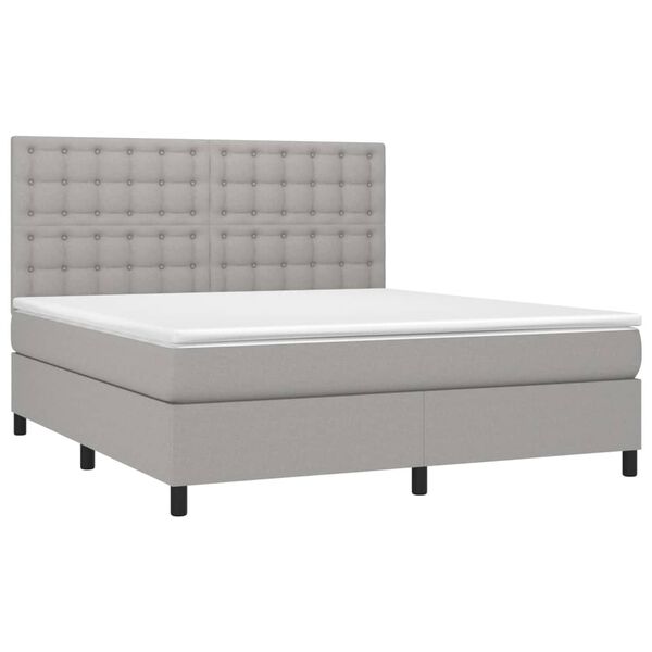 vidaXL Boxspring met matras stof lichtgrijs 160x200 cm
