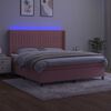 vidaXL Boxspring met matras en LED fluweel roze 160x200 cm