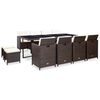 vidaXL 13-delige Tuinset met kussens poly rattan bruin