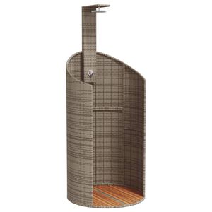 vidaXL Buitendouche 100x100x241,5 cm poly rattan en acaciahout grijs