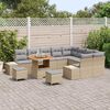 vidaXL Tuinbankenset met kussen met opslag 12 pcs Beige Poly riet