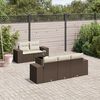 vidaXL 6-delige Loungeset met kussens poly rattan bruin